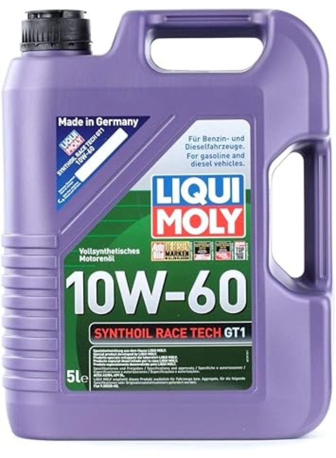 LIQUI MOLY Synthoil Race Tech GT1 10W-60 Fully Synthetic Engine Oil – High-Performance Formula – Gasoline & Diesel Engines – 5L - Image 2