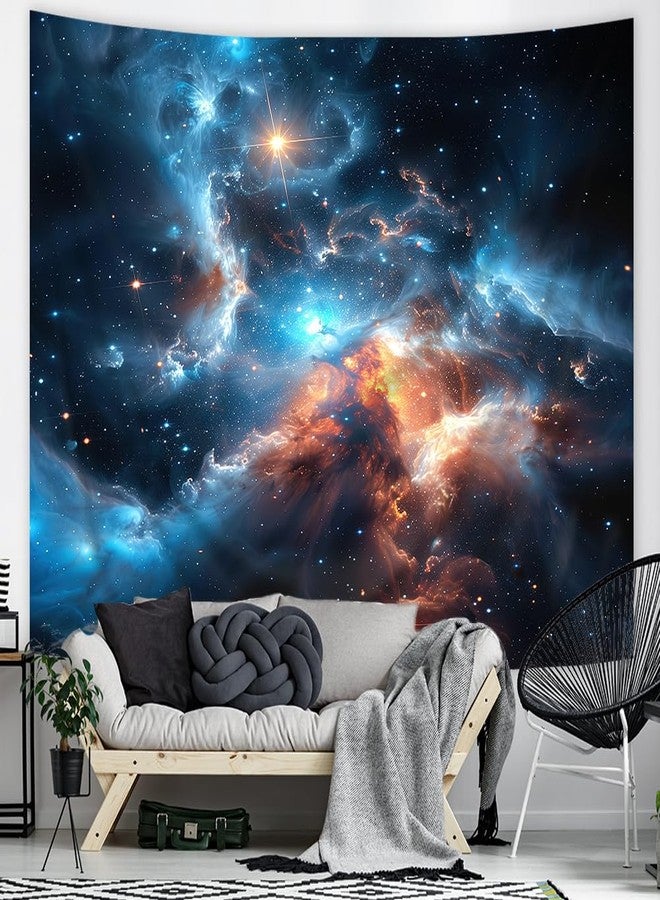 ريديكور نسيج جداري من رييديكور، بتصميم سديم المجرة والفضاء الخارجي، مقاس 91 بوصة عرضًا × 71 بوصة ارتفاعًا، يصور سماءً زرقاء مرصعة بالنجوم، يعلق على الحائط، مستوحى من عالم الكون والنظام الشمسي، يضفي لمسةً ساحرةً على ديكور المنزل أو غرفة النوم أو غرفة المعيشة. - Image 3