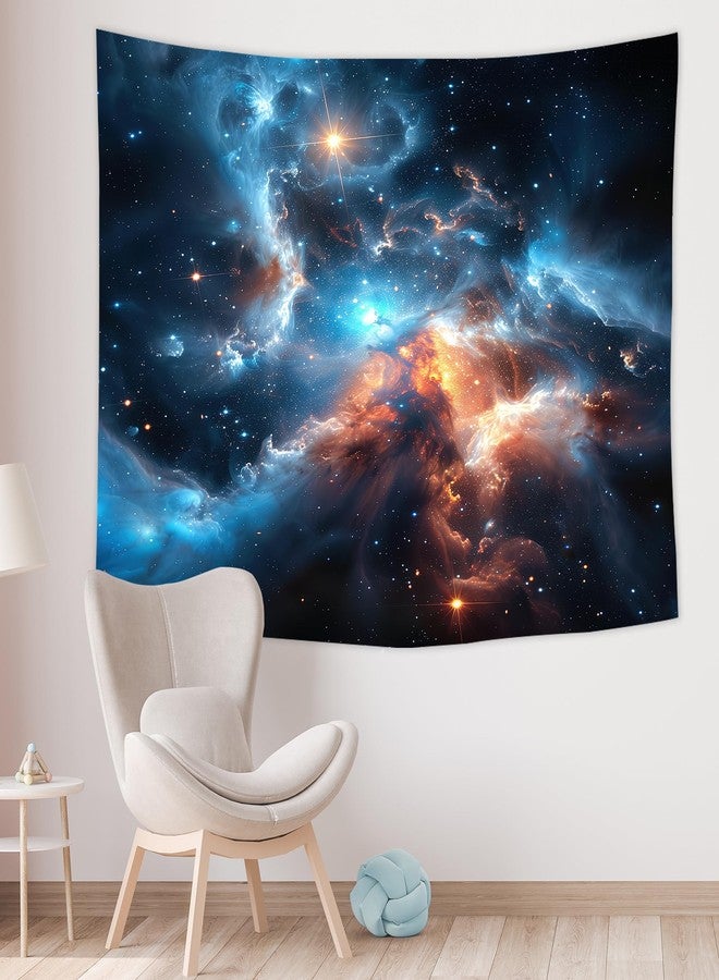 ريديكور نسيج جداري من رييديكور، بتصميم سديم المجرة والفضاء الخارجي، مقاس 91 بوصة عرضًا × 71 بوصة ارتفاعًا، يصور سماءً زرقاء مرصعة بالنجوم، يعلق على الحائط، مستوحى من عالم الكون والنظام الشمسي، يضفي لمسةً ساحرةً على ديكور المنزل أو غرفة النوم أو غرفة المعيشة. - Image 1