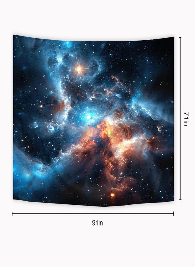 ريديكور نسيج جداري من رييديكور، بتصميم سديم المجرة والفضاء الخارجي، مقاس 91 بوصة عرضًا × 71 بوصة ارتفاعًا، يصور سماءً زرقاء مرصعة بالنجوم، يعلق على الحائط، مستوحى من عالم الكون والنظام الشمسي، يضفي لمسةً ساحرةً على ديكور المنزل أو غرفة النوم أو غرفة المعيشة. - Image 4