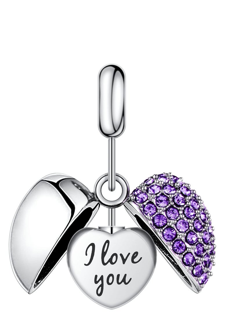 KASTWAVE Women's Bead Charm, Sterling Silver Heart Charm, 925 Sterling Silver Dangle Pendants Beads Charms Jewelry Gift for Women Girls - Image 1