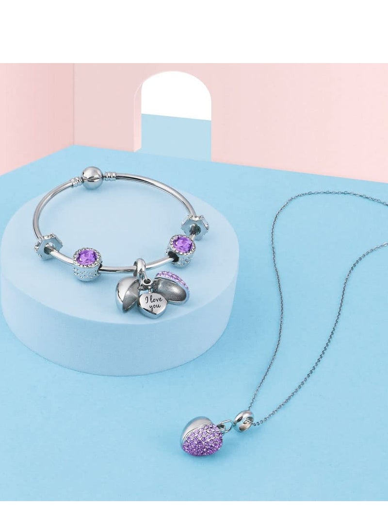 KASTWAVE Women's Bead Charm, Sterling Silver Heart Charm, 925 Sterling Silver Dangle Pendants Beads Charms Jewelry Gift for Women Girls - Image 3