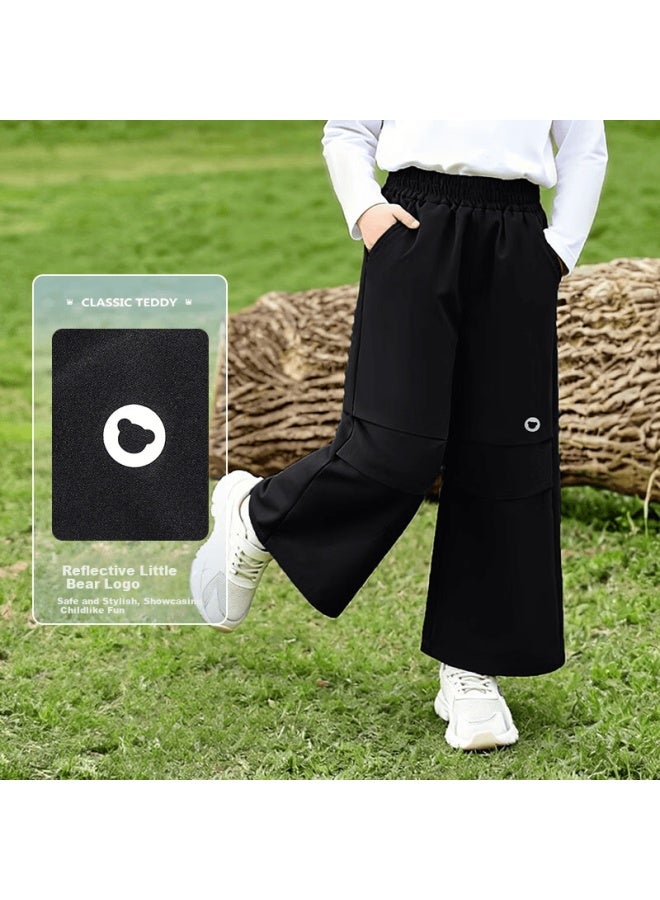 Classic Teddy Boys' Outdoor Woven Cargo Pants Spring Black Size 90