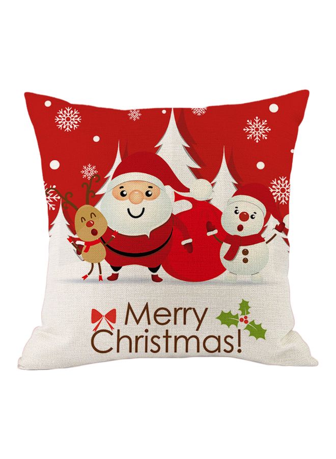 غطاء وسادة بتصميم  وطبعة أخضر/ أبيض/ أحمر 45x45سم