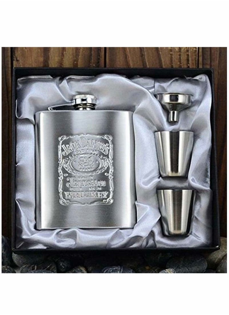 HomarKet Set Portable Luxury Stainless Steel Hip Flask 7oz Wine Bottle Pocket with Funnel and Glass  - Image 1