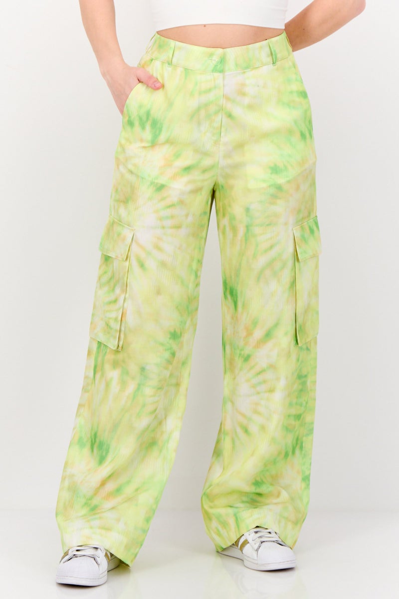 ESPRIT Women Regular Fit Tie Dye Cargo Pants, Multicolor  - Image 1
