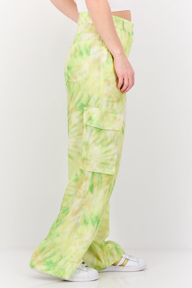 ESPRIT Women Regular Fit Tie Dye Cargo Pants, Multicolor  - Image 3