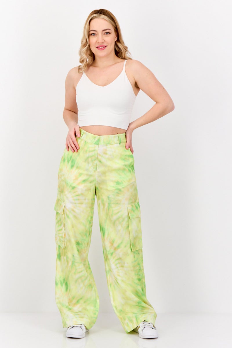 ESPRIT Women Regular Fit Tie Dye Cargo Pants, Multicolor  - Image 4