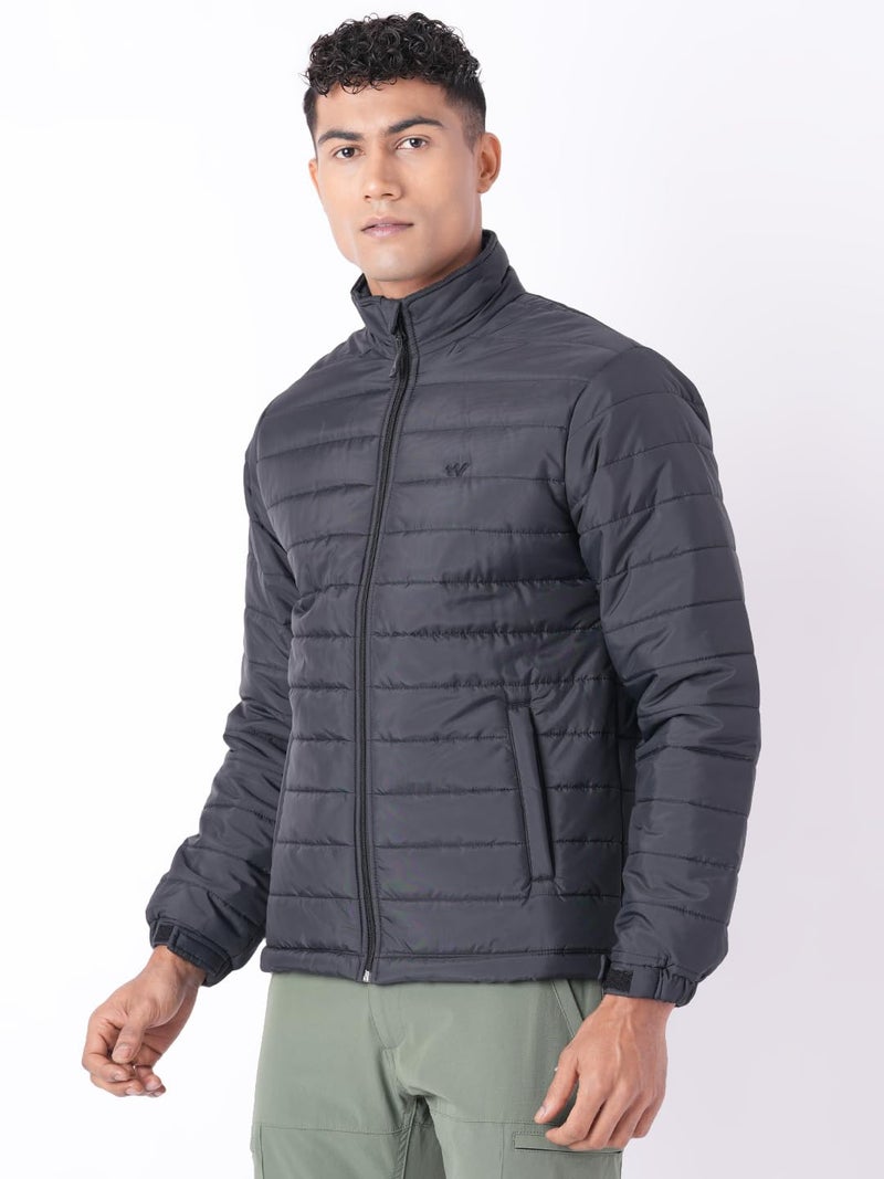 Wildcraft Men Alpine Solid Nylon Blend Collored Casual Quilted Husky Jacket, Full Sleeve - Regular fit, Black, L - Image 2