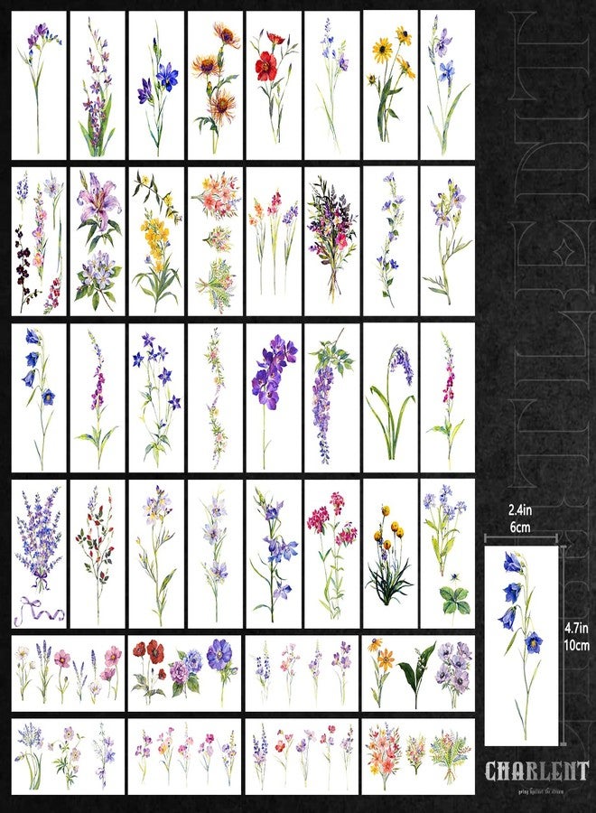 CHARLENT 40 Sheets Watercolor Flower Temporary Tattoos for Women - Image 3
