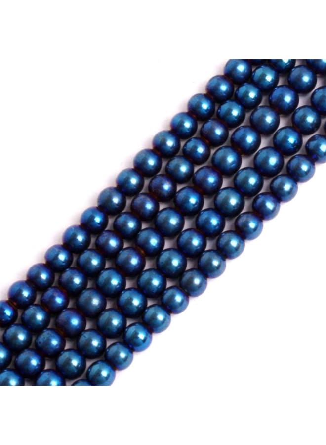 4mm Blue Metallic Coated Hematite NonMagnetic Gemstone Loose Beads Round Energy Stone Power Beads for Jewelry Making 15 - Image 1
