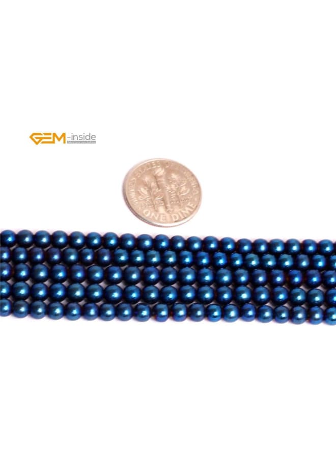 4mm Blue Metallic Coated Hematite NonMagnetic Gemstone Loose Beads Round Energy Stone Power Beads for Jewelry Making 15 - Image 3