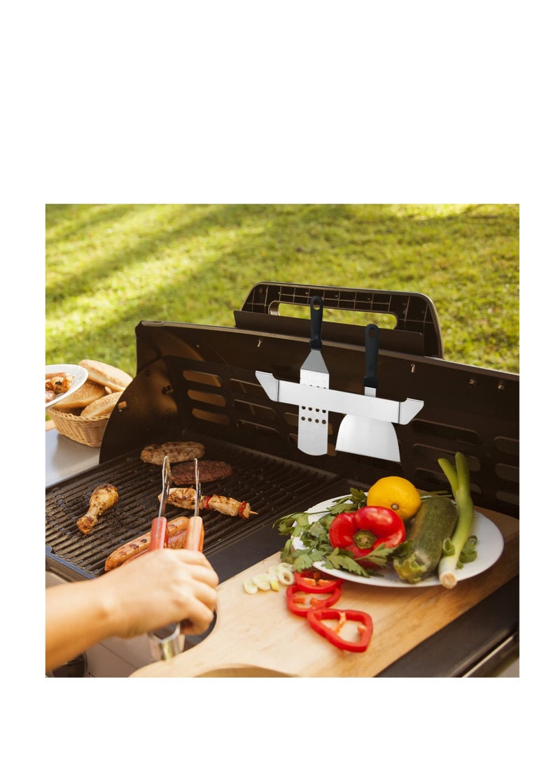 KASTWAVE حامل ملعقة شواية 2 قطعة، رف أدوات الشواء المصنوع من الفولاذ المقاوم للصدأ، ملحقات شواية النزهة في الهواء الطلق، مناسبة لشواية بلاكستون، رويال جوميت، كامب شيف - Image 5