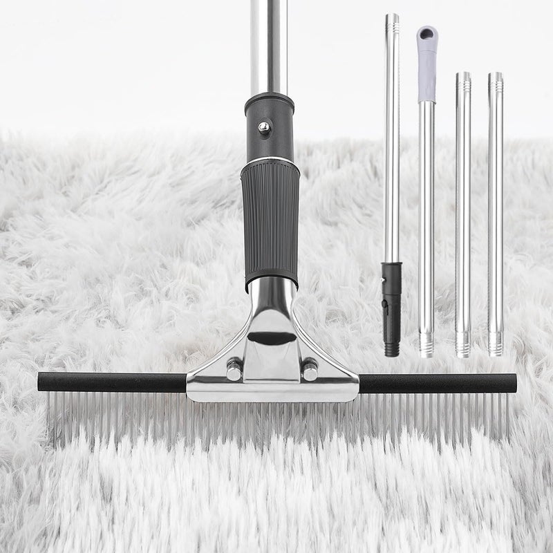 Astfys Big Carpet Rake with Long Handle Making Carpets Fluffy Again Clean Hair Let Carpet Restore SoftnessIron Black and Silver - Image 2