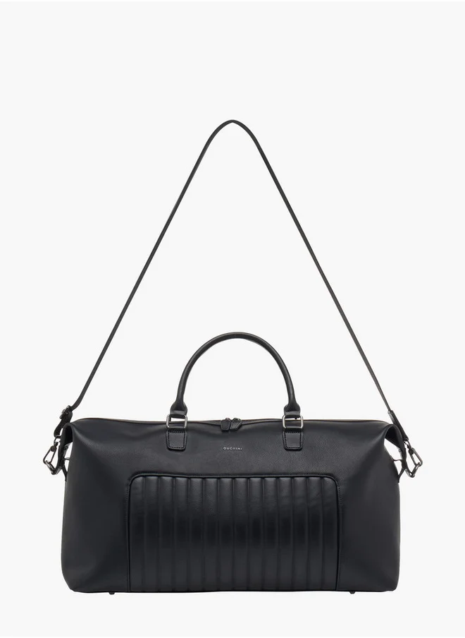 دوتشيني Duchini Textured Duffle Bag with Detachable Strap and Zip Closure