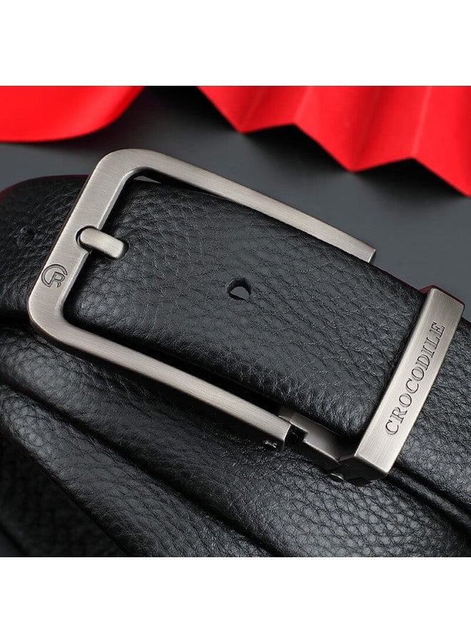 Crocodile New Year Gift, Top-grain Leather Youth Belt With Pin Buckle, Fashionable Men's Waistband, Birthday Present For Me - Image 1