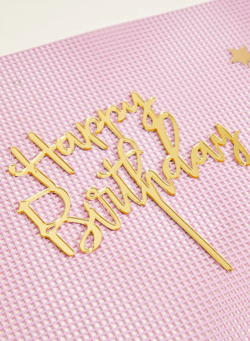 Talking Tables Rose, Gold Acrylic Happy Birthday Cake Topper
