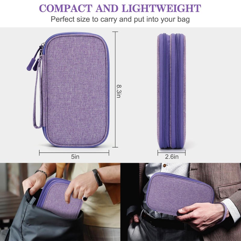 FYY Electronic Organizer, Travel Cable Organizer Bag Pouch Electronic Accessories Carry Case Portable Waterproof Double Layers Storage Bag for Cable, Cord, Charger, Phone, Medium Size, Dark Purple - Image 2