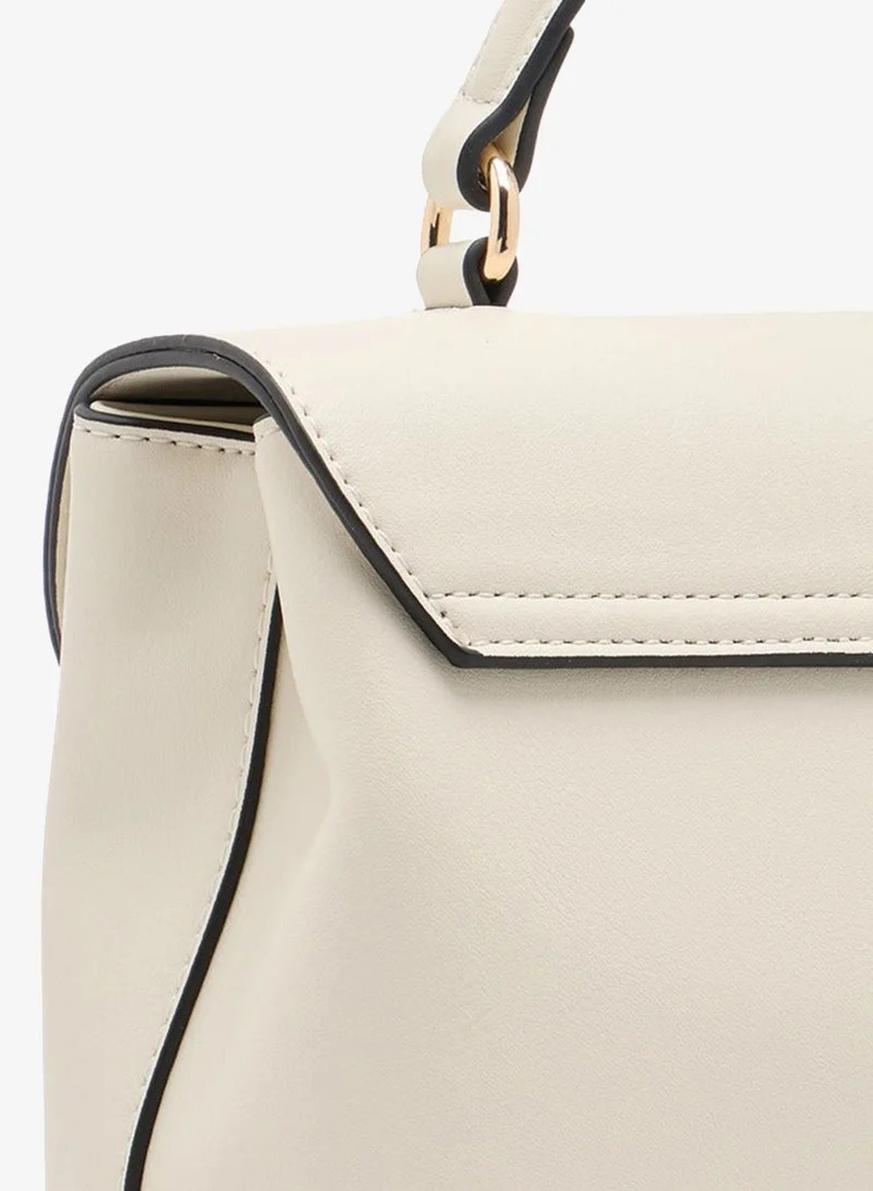 Paprika CREAM Women's Solid Satchel Bag with Grab Handle and Button Closure for Women | Best Price UAE