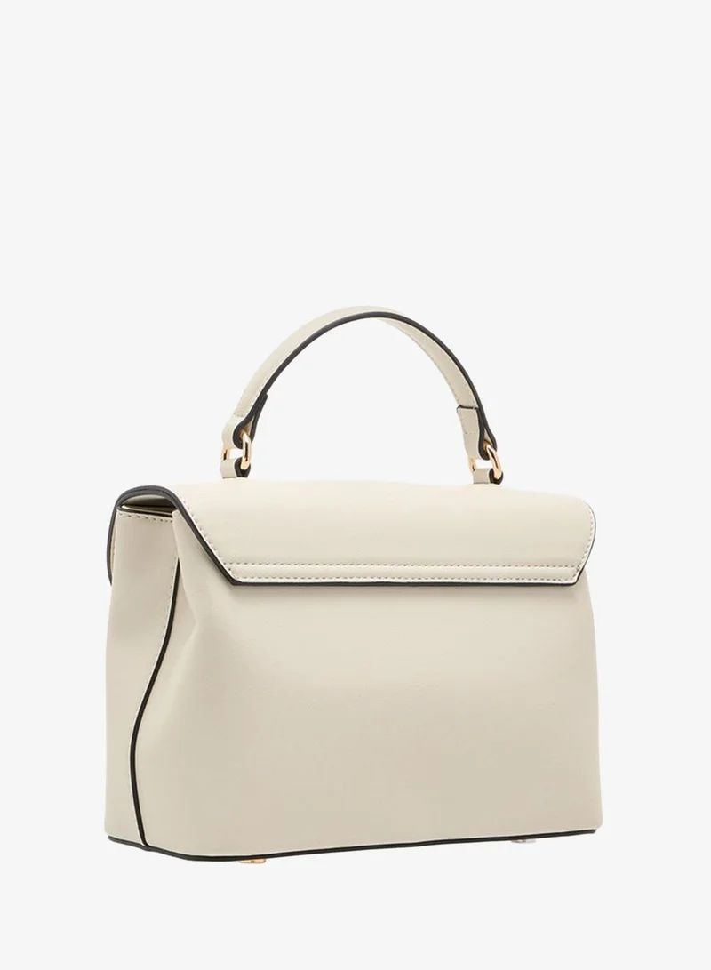 Paprika CREAM Women's Solid Satchel Bag with Grab Handle and Button Closure for Women | Best Price UAE