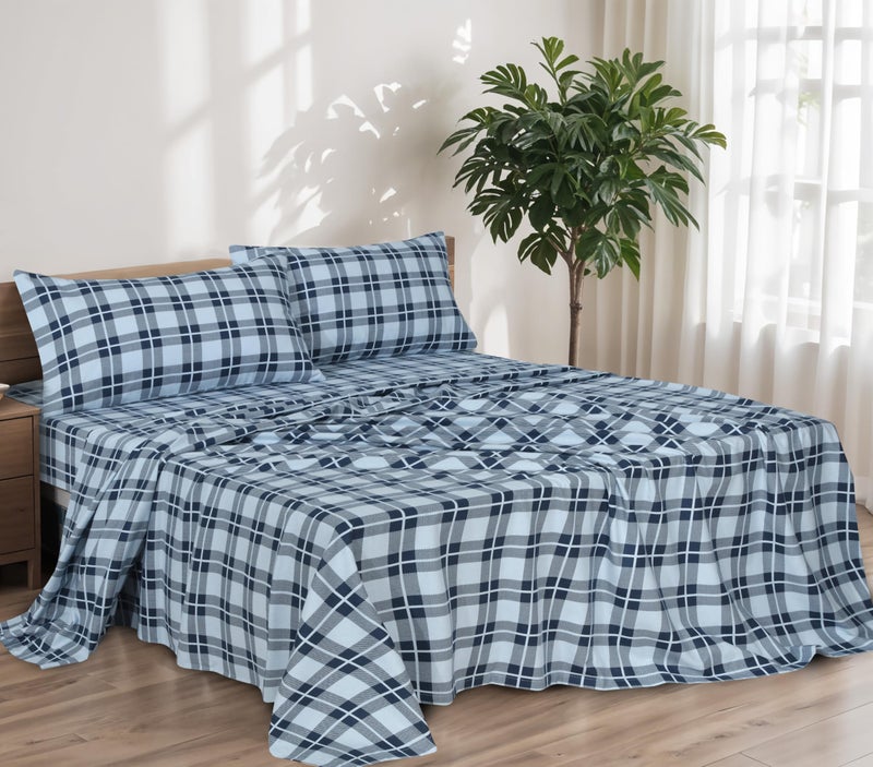 RUVANTI Flannel Sheets Full Size - 100% Cotton Double Brushed Bed Sheets Set, Deep Pockets 16 Inches, All Seasons Breathable & Extra Soft Full Sheets, Warm & Cozy, 4 Piece, Illusion Check - Image 2
