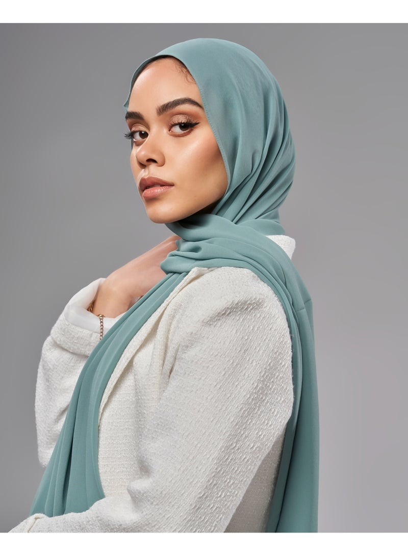 Lavezzi Soft Chiffon Hijab for Women, Solid Color Soft Chiffon Crepe Hijab Scarf – Long Fashion Hijabs Scarves - Muslim Scarf Hijab – Hijab Shawl - Pale Mint - Image 3