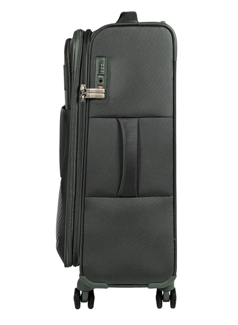 AMERICAN TOURISTER  Majoris + Suitcase, Check-In Size 70 cm / 26 inch, 4 Spinner Wheels, Soft Top, 100% Polyester, Balsam Green|TSA Combination Lock|Expandable - 3 Years International Warranty  | Best Price UAE