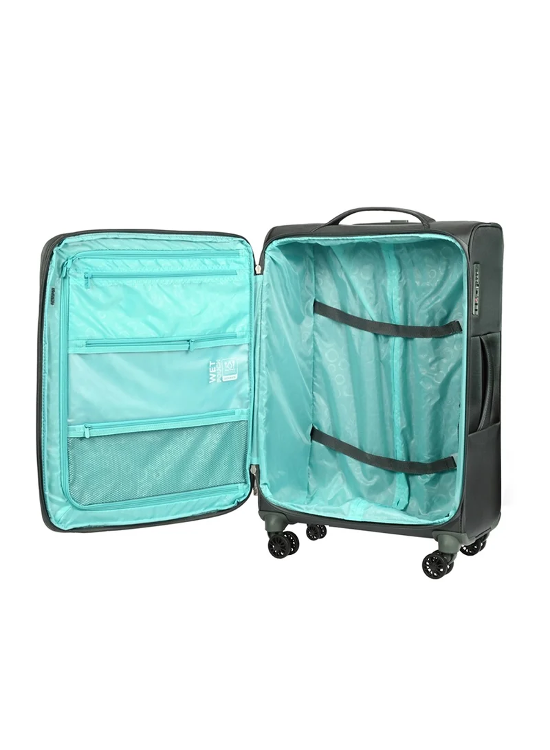 AMERICAN TOURISTER  Majoris + Suitcase, Check-In Size 70 cm / 26 inch, 4 Spinner Wheels, Soft Top, 100% Polyester, Balsam Green|TSA Combination Lock|Expandable - 3 Years International Warranty  | Best Price UAE
