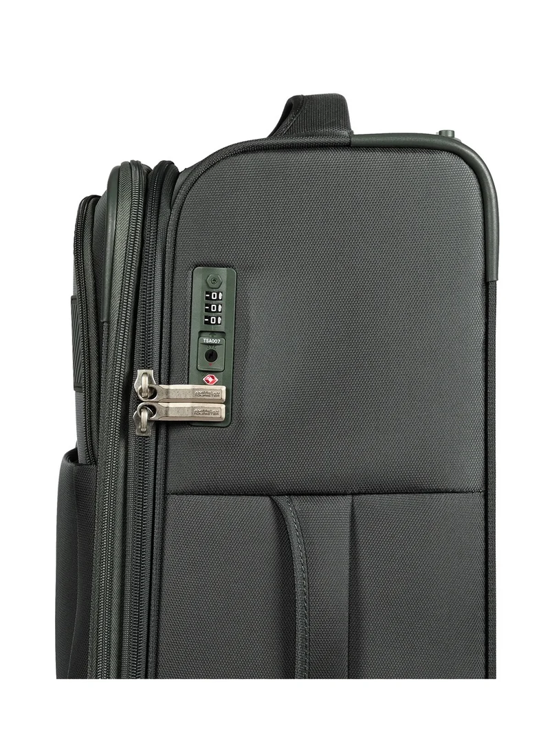 AMERICAN TOURISTER  Majoris + Suitcase, Check-In Size 70 cm / 26 inch, 4 Spinner Wheels, Soft Top, 100% Polyester, Balsam Green|TSA Combination Lock|Expandable - 3 Years International Warranty  | Best Price UAE