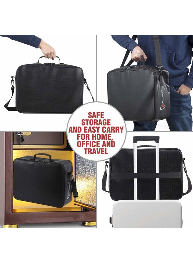 ROLOWAY Fireproof Document Bag with Lock (17 x 11.8 x 5 inch), Important Document Storage Bag with Multi-Layer File Organizers (Black) - Image 2