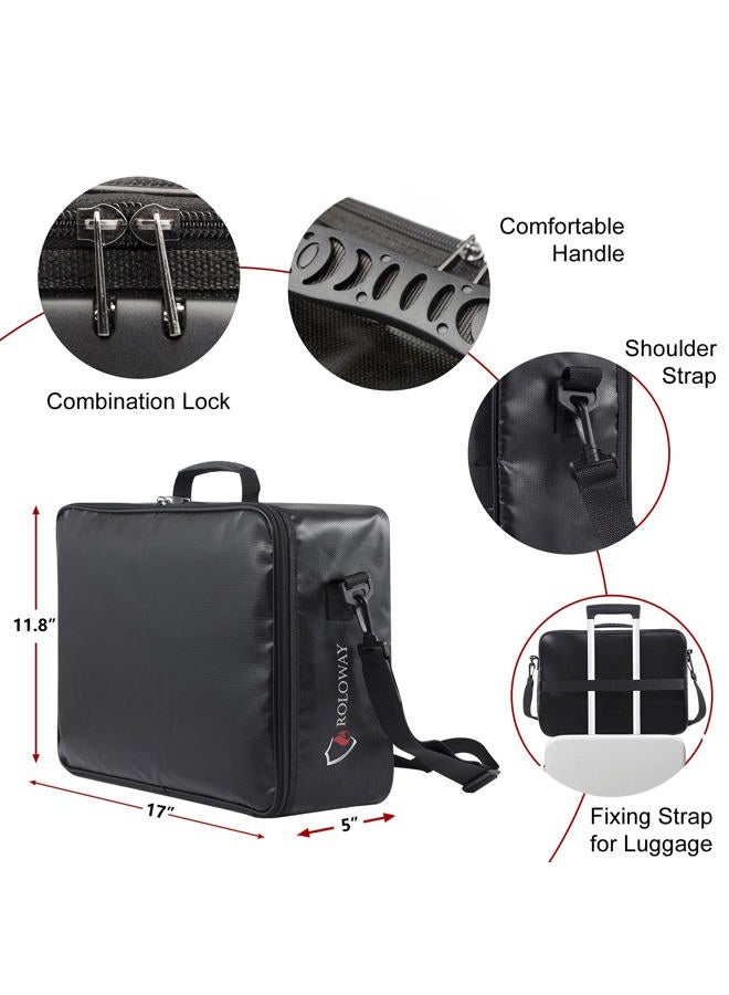 ROLOWAY Fireproof Document Bag with Lock (17 x 11.8 x 5 inch), Important Document Storage Bag with Multi-Layer File Organizers (Black) - Image 5