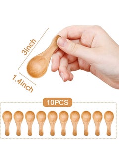 Arabest Small Wooden Teaspoon, Wooden Teaspoon Small Wooden Teaspoon Salt Spoon Honey Coffee Tea Sugar Salt Small Wooden Spoon Everyday Wooden Spoon Light Brown (10 Pcs 3 Inch)  - Image 4