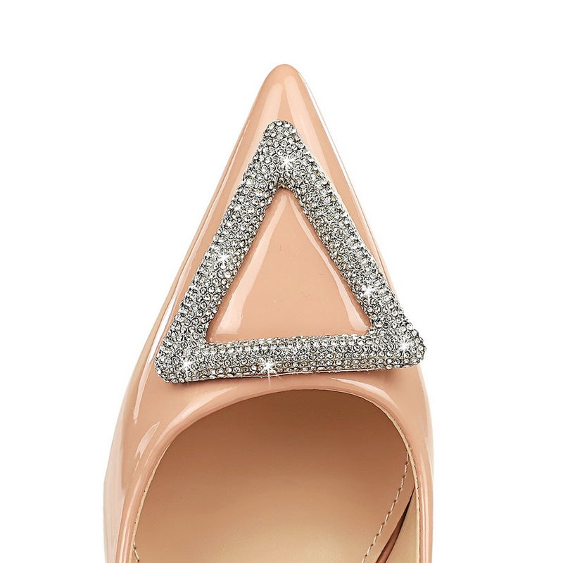6122-3K36 Banquet High Heels Stiletto Heel Shiny Patent Leather Shallow Mouth Pointed Shining Rhinestone High Heel Shoes - Image 5
