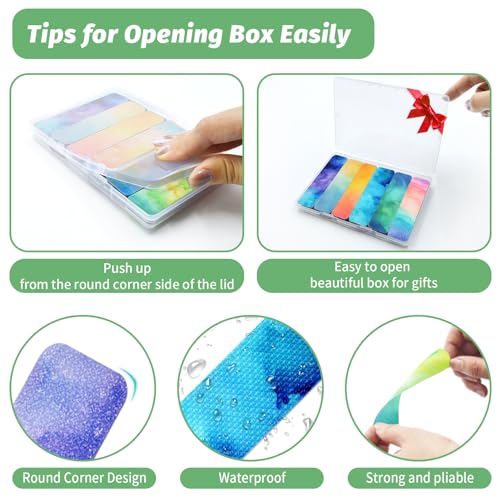 TOEMUR 72 Pieces Anxiety Sensory Stickers with Storage Box - Calming Stickers 2 Textured Surface - Fidget Strips for Office & Classroom Desk Adult & Teen Stress (Watercolor) - Image 3