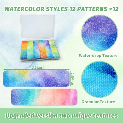 TOEMUR 72 Pieces Anxiety Sensory Stickers with Storage Box - Calming Stickers 2 Textured Surface - Fidget Strips for Office & Classroom Desk Adult & Teen Stress (Watercolor) - Image 2