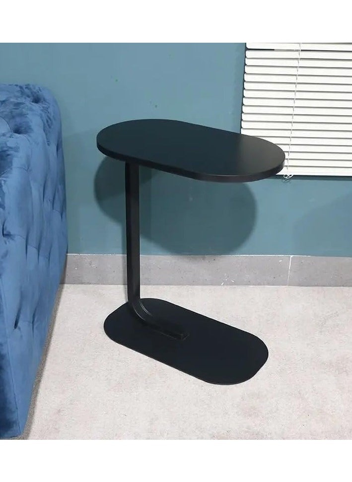 Yameem - Yameem C Shaped Side Table Sofa Side Table Couch Side TablesThat Slide Under,End Table,Laptop Coffee and Snack Side Tables Wooden Table (Black) - Image 1