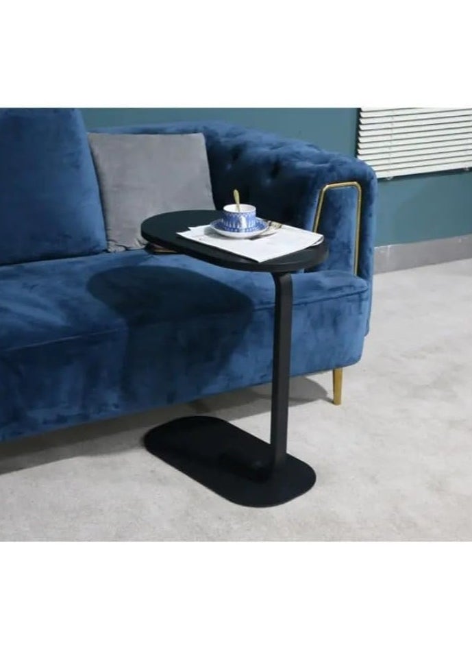 Yameem - Yameem C Shaped Side Table Sofa Side Table Couch Side TablesThat Slide Under,End Table,Laptop Coffee and Snack Side Tables Wooden Table (Black) - Image 1