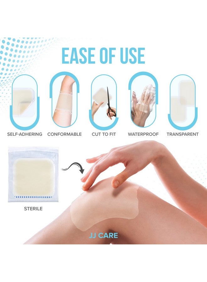 JJ CARE Hydrocolloid Dressing 6X6 [Pack 5], 0.8Mm Thick Large Hydrocolloid Bandages With Border, Self-Adhesive Thin Hydrocolloid Wound Dressing, Wound Care Bandages For Bedsores And Blisters - Image 4