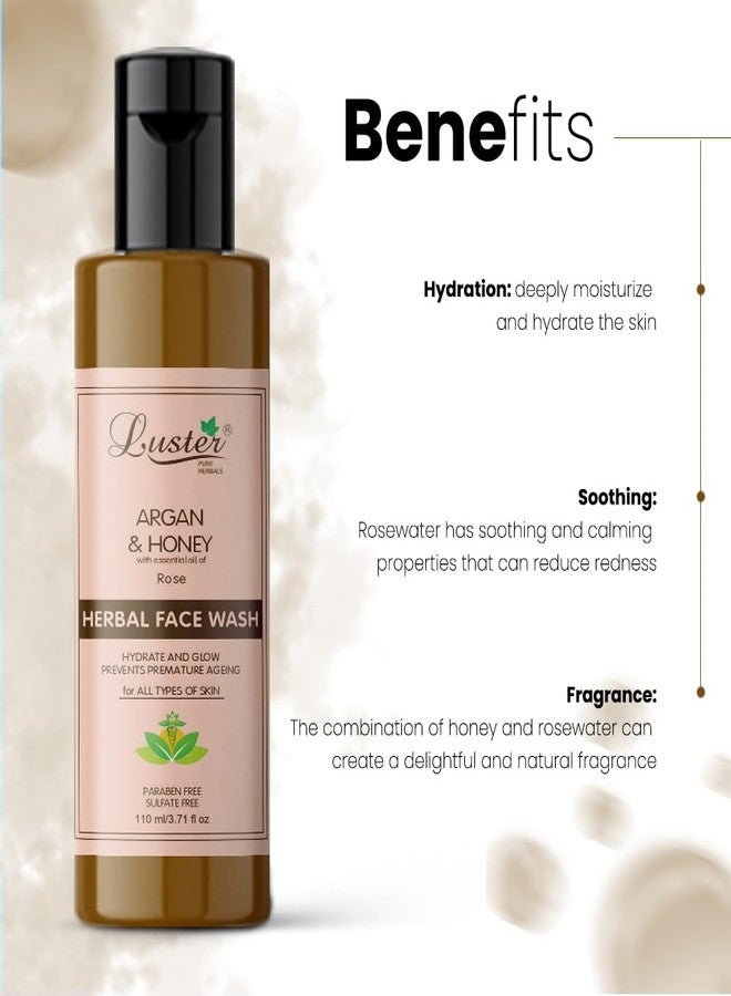 لاستر غسول الوجه لوستر بالأرغان والعسل | غني بخلاصة الورد | يساعد على ترطيب البشرة ومنحها إشراقة | غسول وجه عشبي لبشرة متألقة | للنساء والرجال (خالٍ من البارابين والكبريتات) - 110 مل - Image 2