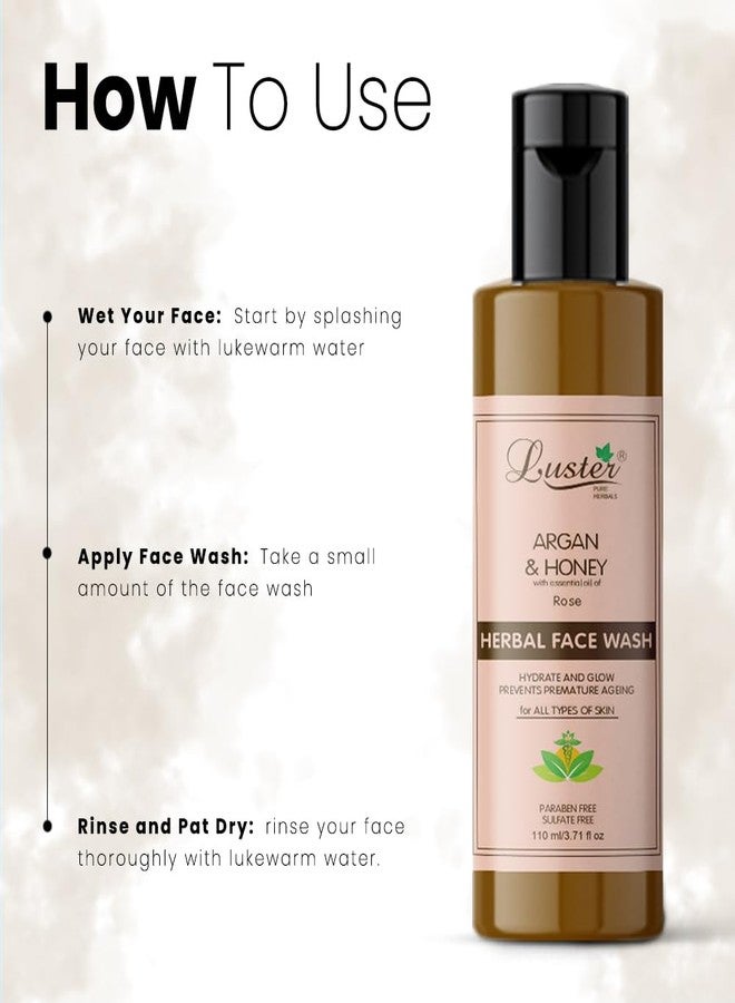 لاستر غسول الوجه لوستر بالأرغان والعسل | غني بخلاصة الورد | يساعد على ترطيب البشرة ومنحها إشراقة | غسول وجه عشبي لبشرة متألقة | للنساء والرجال (خالٍ من البارابين والكبريتات) - 110 مل - Image 4