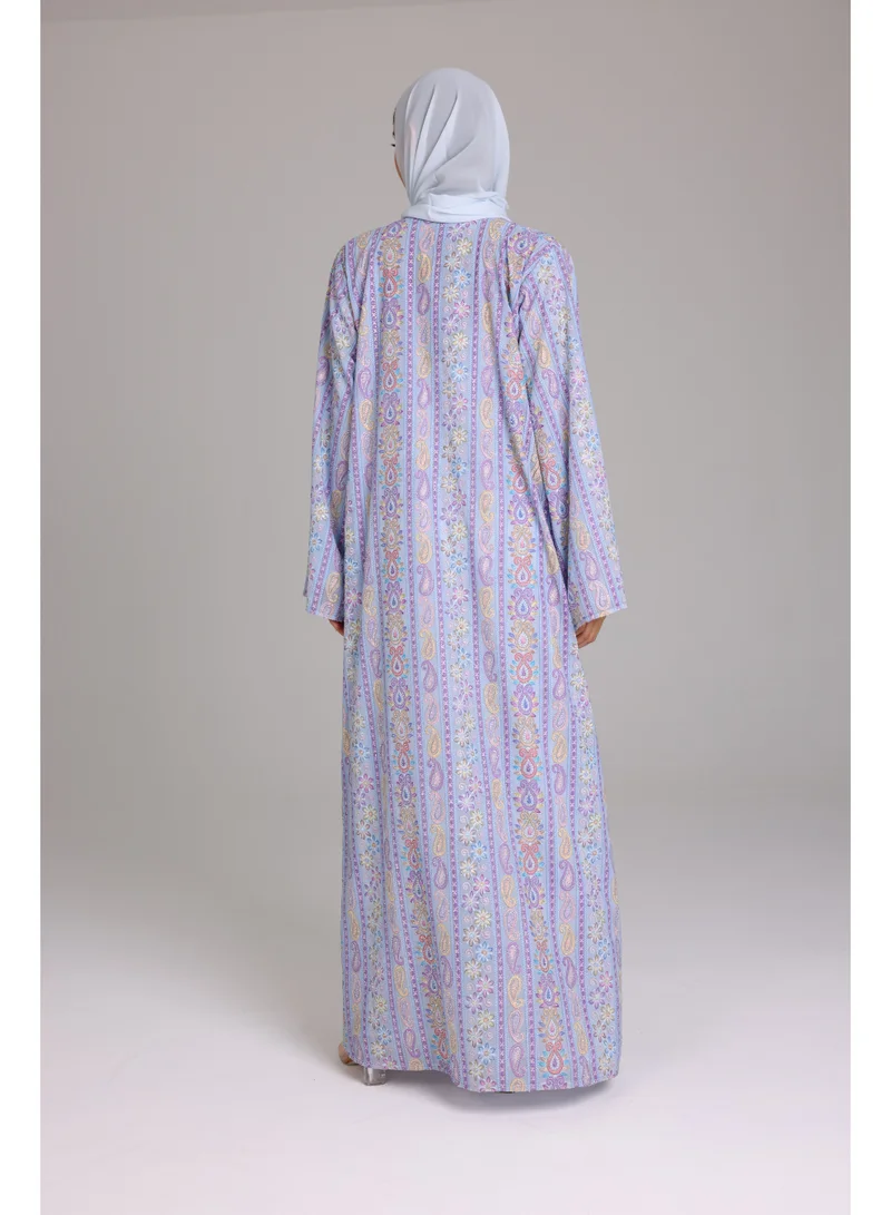 IKKXA  Maxi Cut Design Spring Printed Purple Abaya for Women | Best Price UAE