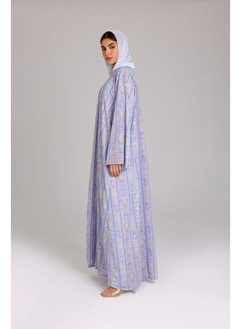 IKKXA  Maxi Cut Design Spring Printed Purple Abaya for Women | Best Price UAE