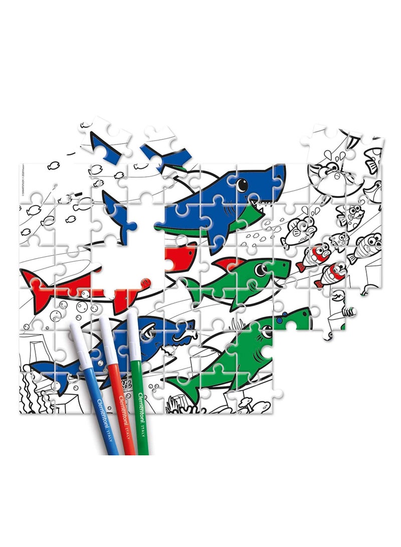 Clementoni 26095 Baby Shark Supercolor Double Face Coloring Puzzle for Children – 60 Pieces, Ages 5 Years Plus, Multi-Coloured - Image 5