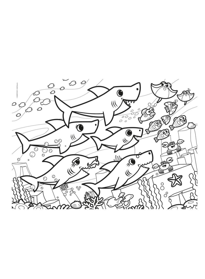 Clementoni 26095 Baby Shark Supercolor Double Face Coloring Puzzle for Children – 60 Pieces, Ages 5 Years Plus, Multi-Coloured - Image 3