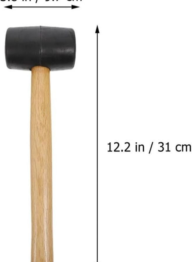Black Rubber Mallet Hammer with Wooden Handle Non Slip Anti Marking Flooring Tool for Tile Installation Woodworking - Image 3