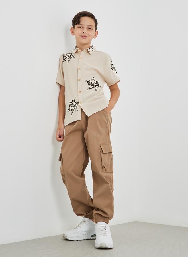 Styli Embroidered Collared Short Sleeve Shirt - Image 2