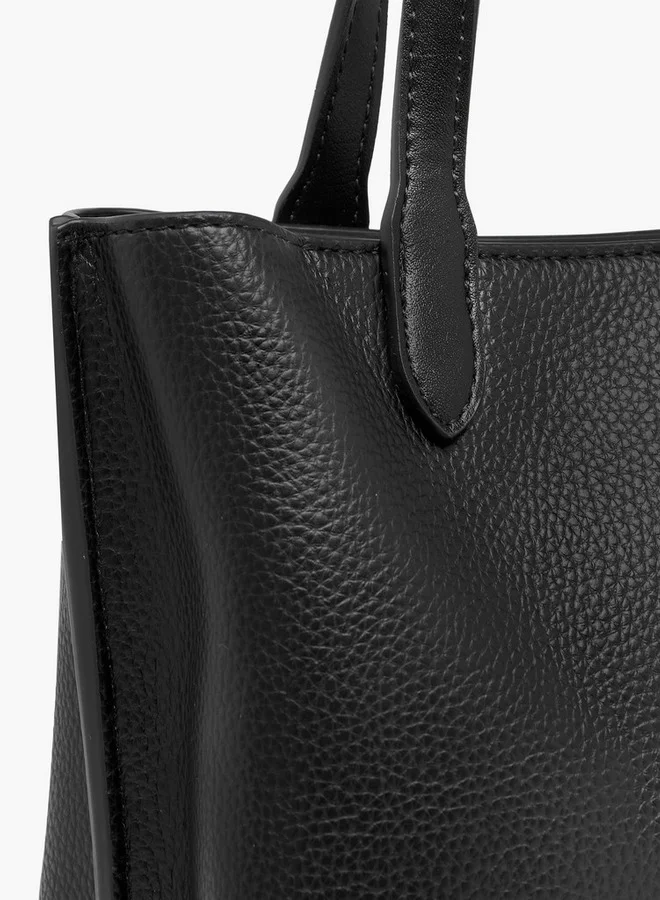 Celeste BLACK Textured Tote Bag with Detachable Strap and Button Closure for Women | Best Price UAE