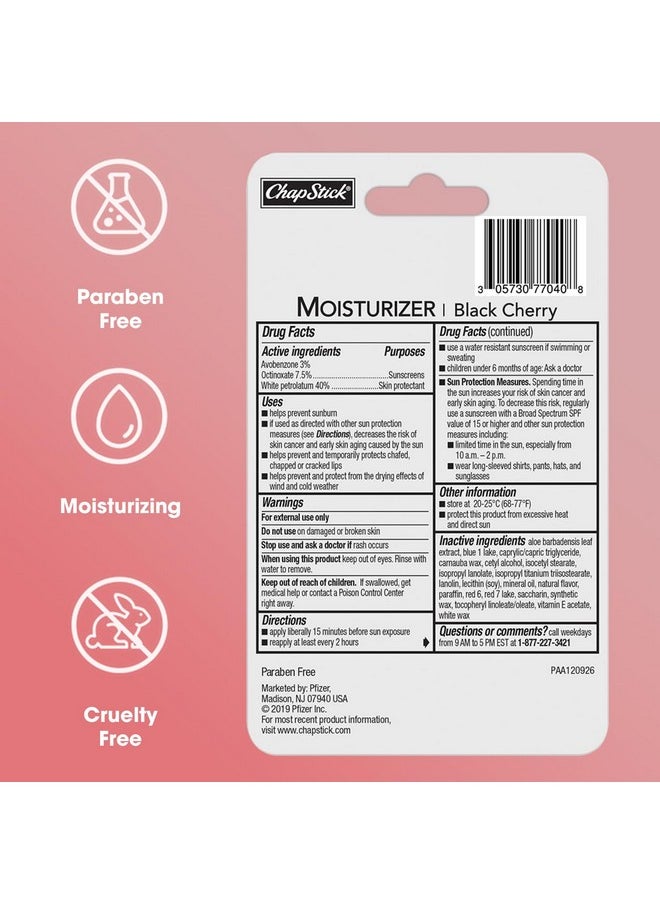 chapstick Moisturizer 2-In-1 Lipcare Spf 15, Black Cherry, 3-Pack - Sunscreen Lip Balm With Aloe Vera And Vitamin E, 0.15 Oz Ea  - Image 2
