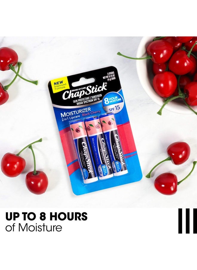 chapstick Moisturizer 2-In-1 Lipcare Spf 15, Black Cherry, 3-Pack - Sunscreen Lip Balm With Aloe Vera And Vitamin E, 0.15 Oz Ea  - Image 3