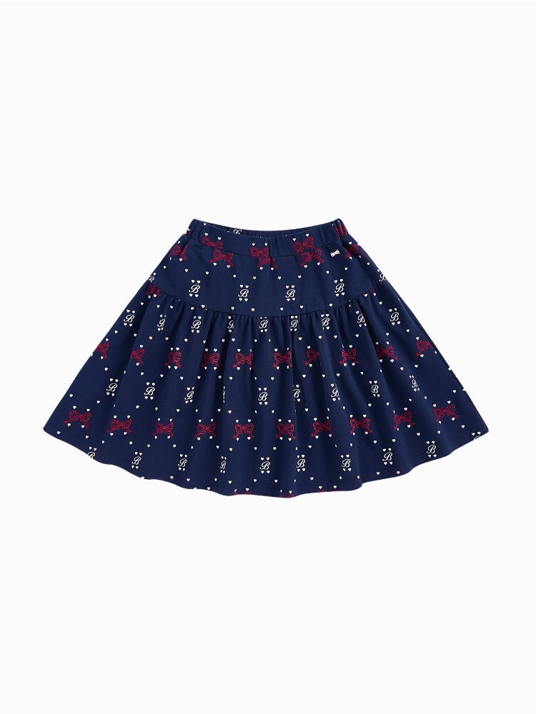 بالابالا تنورة قصيرة بطبعات كاملة وخصر مطاطي للبنات - Image 1